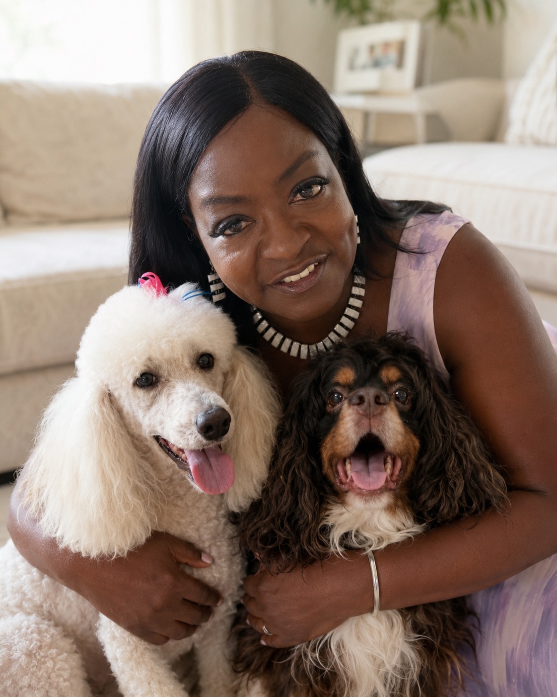 Januarie with two happy dogs